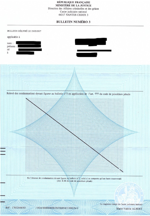 Extrait de casier judiciaire - bulletin n.3