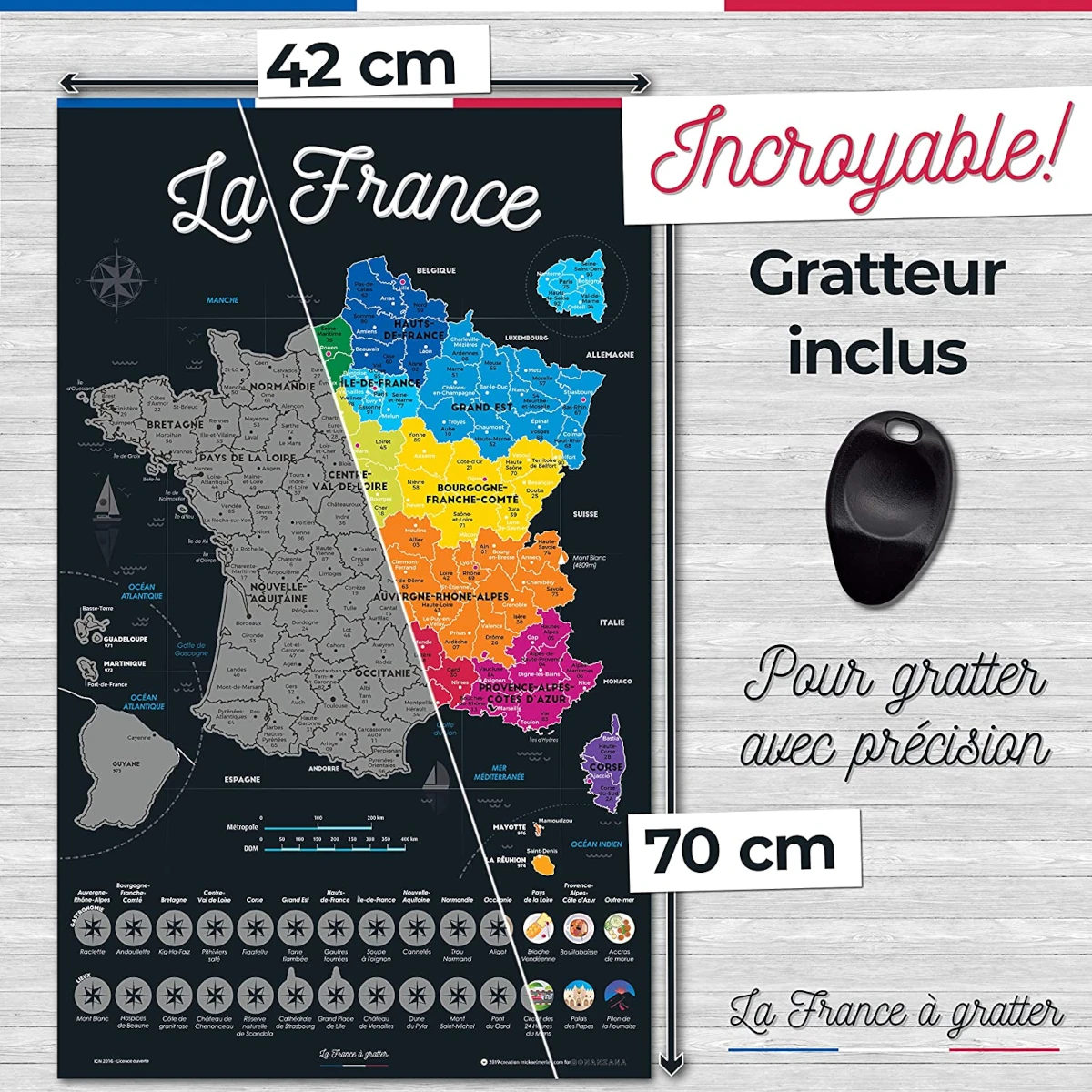 Carte de France (un vecteur par département) Poster