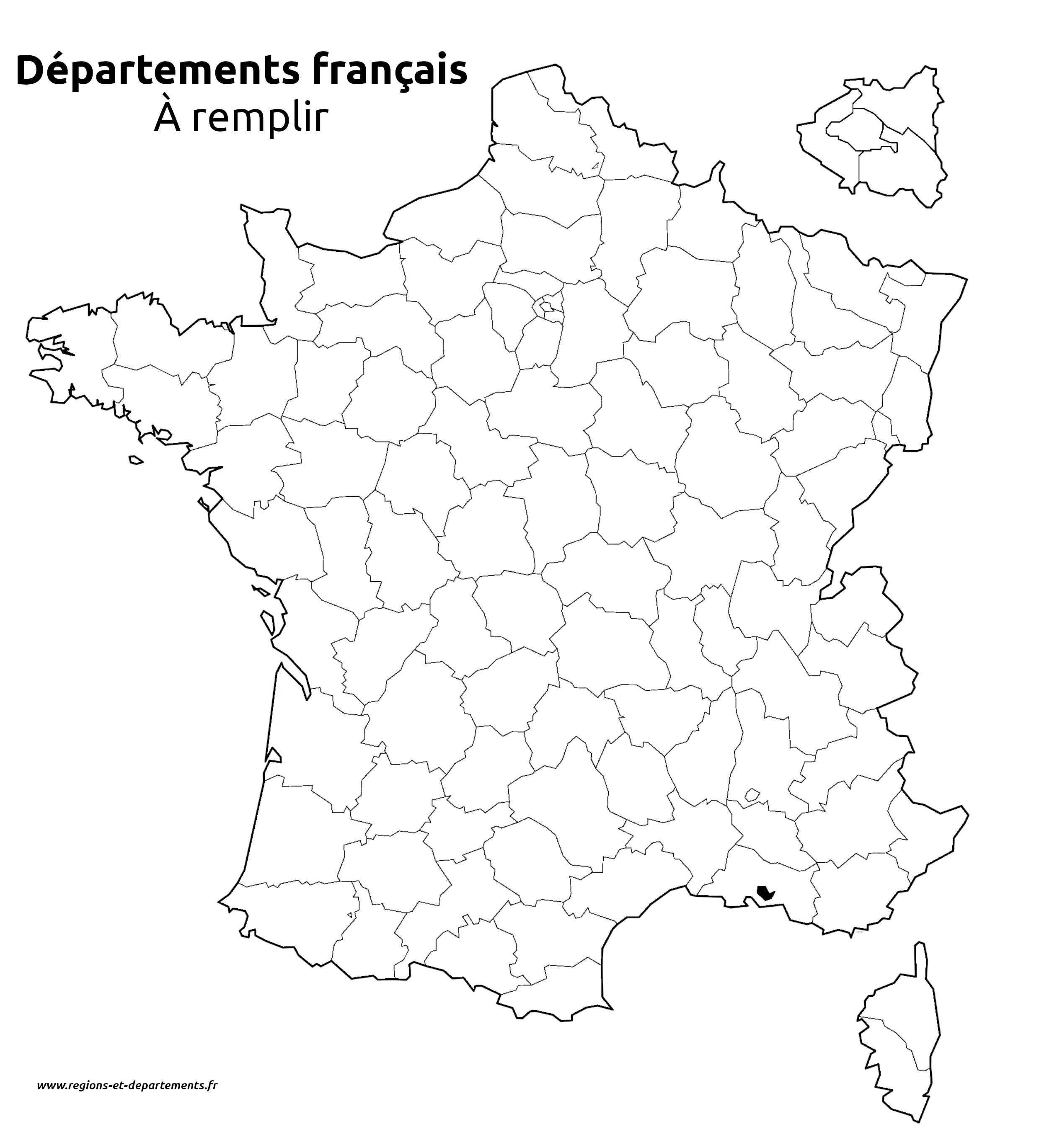 Carte départements français vierge à remplir