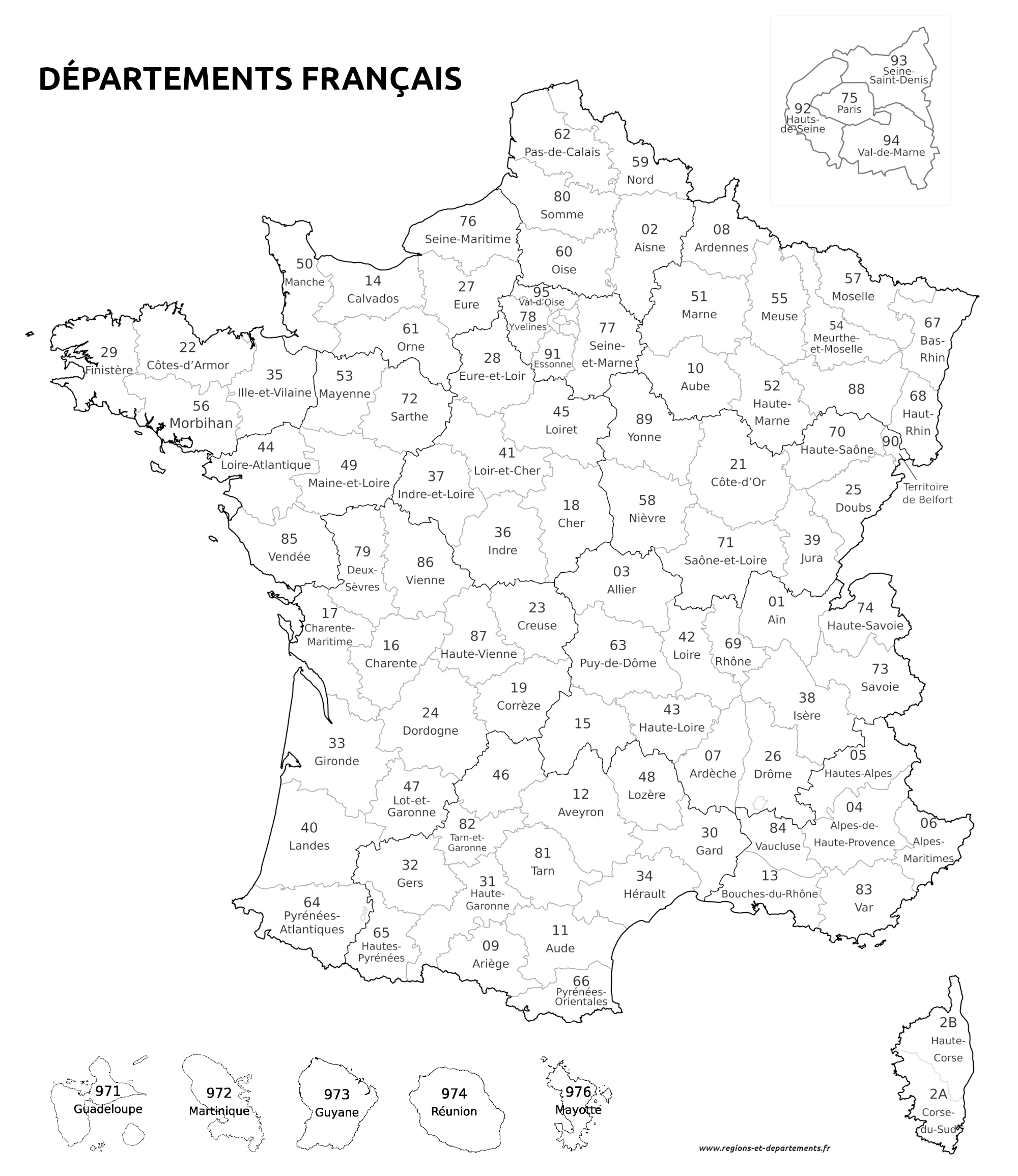 Carte régions françaises à imprimer A4