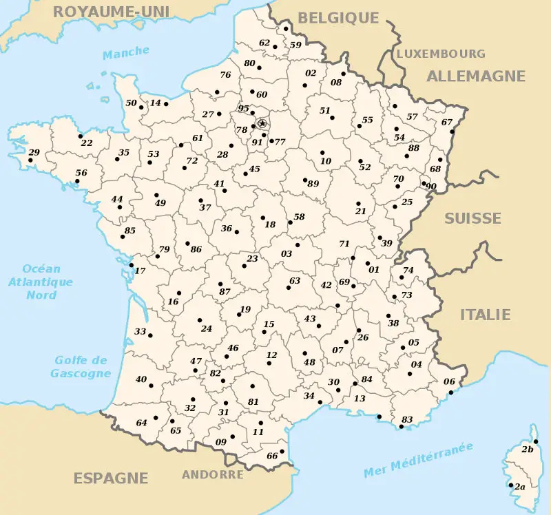 carte départements france