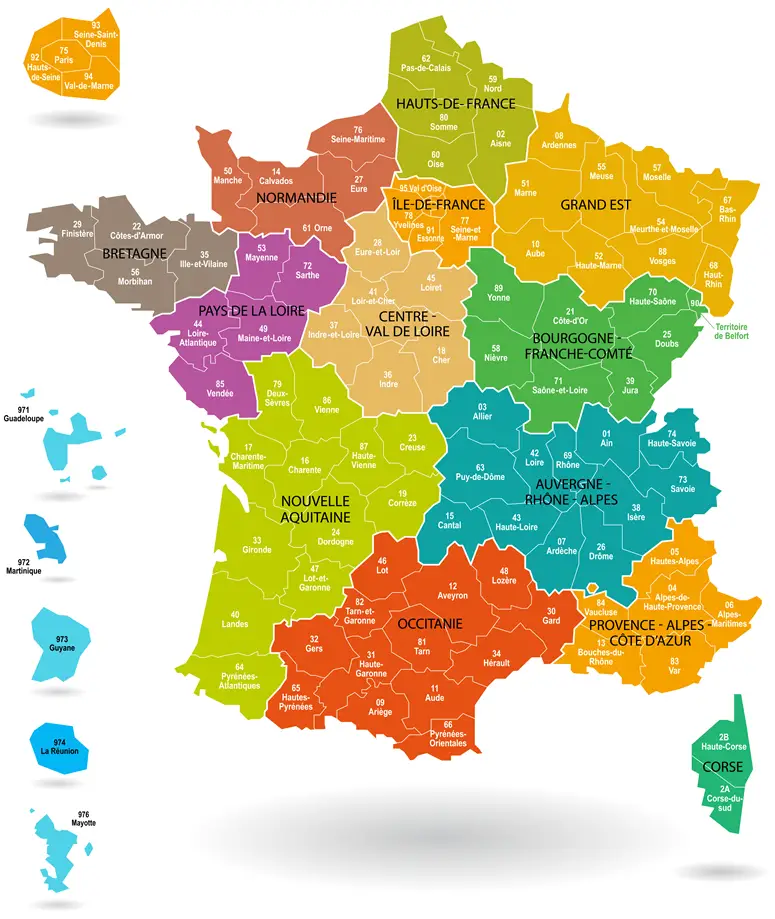 Carte des Départements et Régions de France