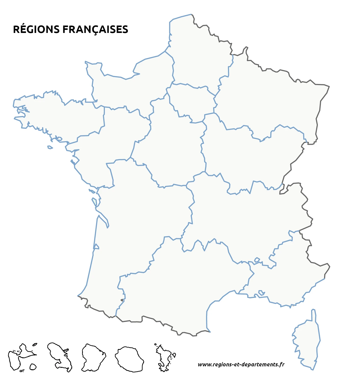 Carte régions françaises vierge à remplir