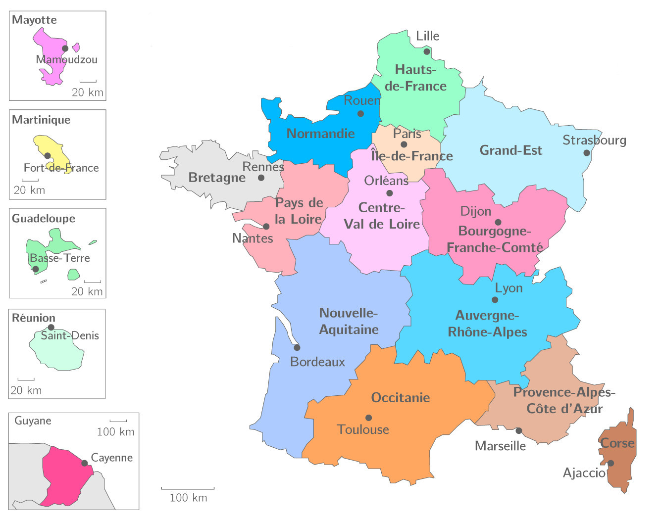 Carte des régions de France