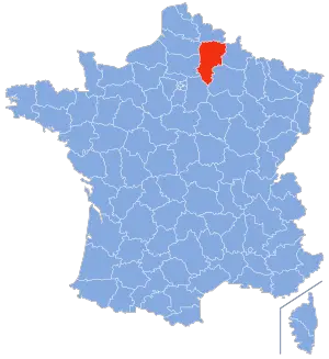 carte de localisation du département de l'Aisne en France