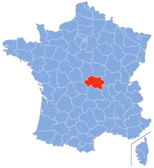 carte de localisation du département de l'allier en France
