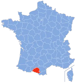 carte de localisation du département de l'Ariège en France