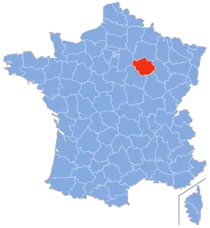 carte de localisation du département de l'Aube en France