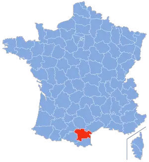 carte de localisation du département de l'Aude en France