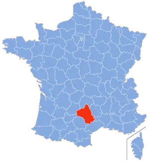 carte de localisation du département de l'Aveyron en France