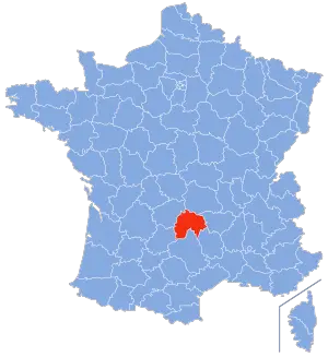 carte de localisation du département du cantal en France
