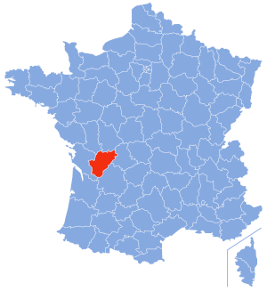 carte de localisation du département de la Charente en France