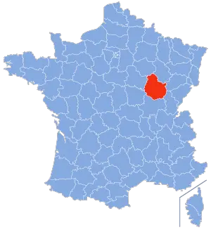 carte de localisation du département de la Côte-d-Or en France