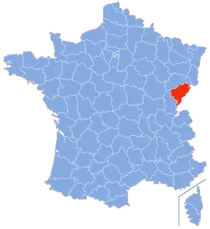 carte de localisation du département du Doubs en France
