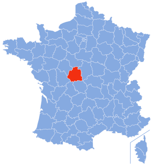carte de localisation du département de l'Indre en France