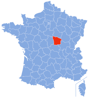 carte de localisation du département de la Nièvre en France