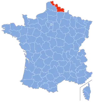 carte de localisation du département du Nord en France