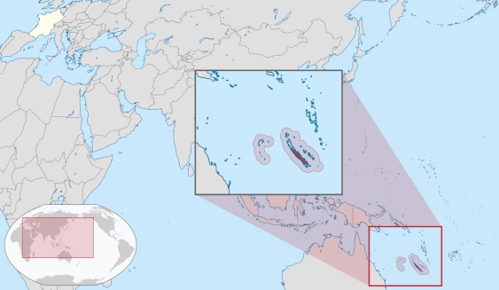 carte de localisation de la Nouvelle-Calédonie dans le Pacifique Sud