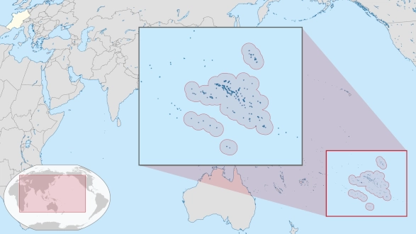 carte de localisation de la Polynésie française dans le Pacifique Sud