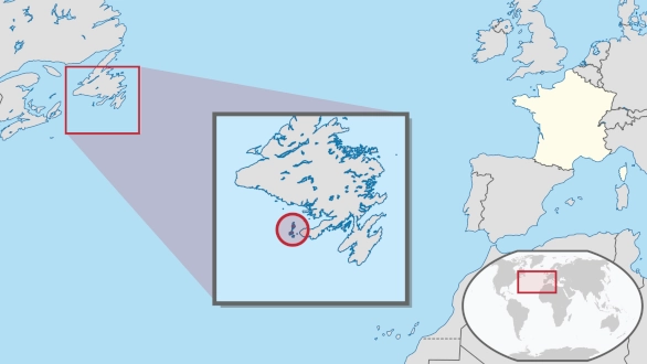 carte de localisation de Saint-Pierre-et-Miquelon dans l'Atlantique Nord
