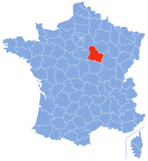 carte de localisation du département de l'Yonne en France