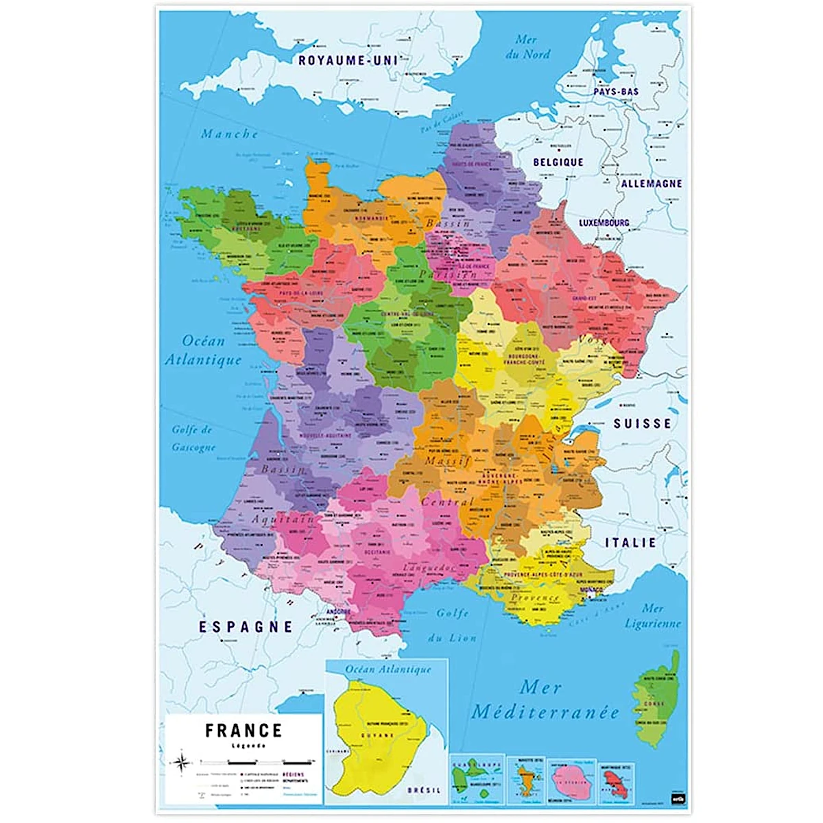 Carte De France À Gratter -70X42Cm - Poster À Gratter Les Régions