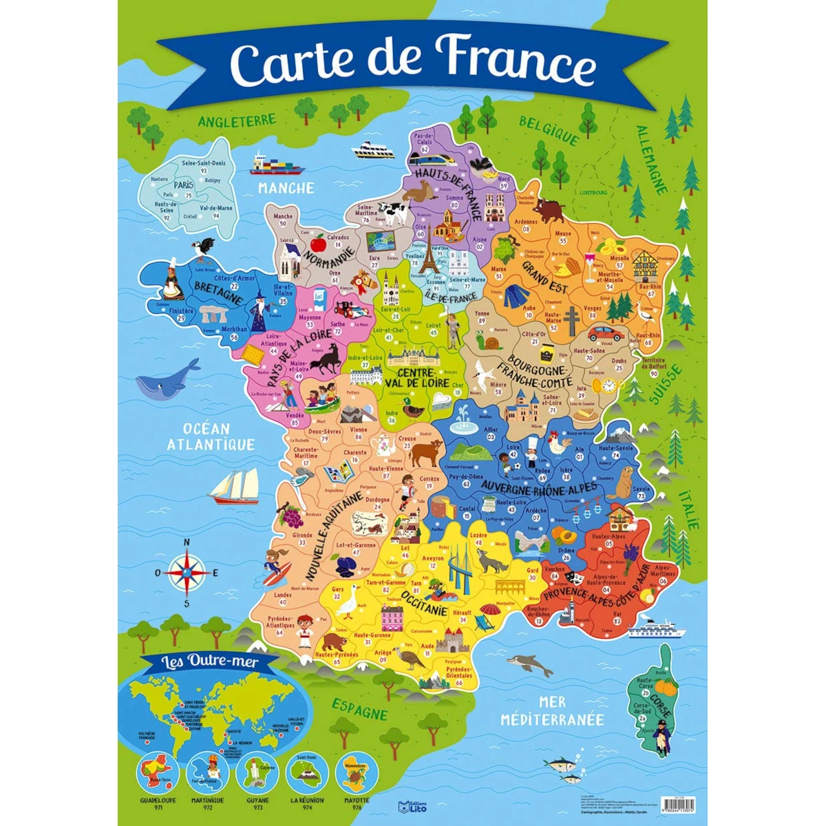 Posters & Affiches murales Carte de France ⇒ France Administrative et  Routière