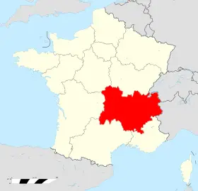 carte de localisation de la région auvergne rhone alpes sur le territoire francais