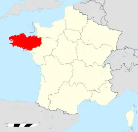 carte de localisation de la région bretagne sur le territoire francais