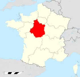 carte de localisation de la région centre-val-de-loire sur le territoire francais