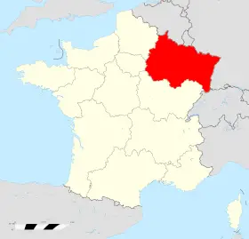 carte de localisation de la région grand ests sur le territoire francais