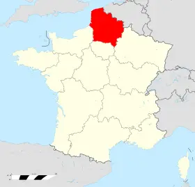 carte de localisation de la région Hauts-de-France sur le territoire francais