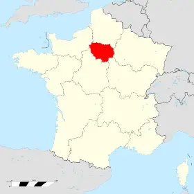 carte de localisation de la région ile de france sur le territoire francais