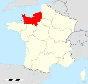 carte de localisation de la région Normandie sur le territoire francais
