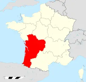 carte de localisation de la région nouvelle aquitaine sur le territoire francais