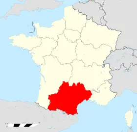 carte de localisation de la région Occitanie sur le territoire francais