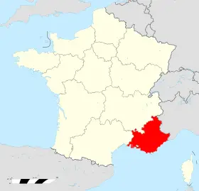 carte de localisation de la région Provence-Alpes-Côte d'Azur sur le territoire francais