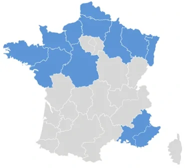 Carte académies de la zone B des vacances scolaires