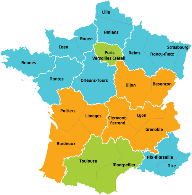Carte des zones des vacances scolaires en France